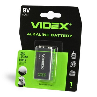 Батарейка 9V/6F22 VIDEX Alkaline