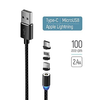 Кабель-магніт USB2.0 3в1 ColorWay (CBUU020-BK) 1м