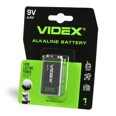 Батарейка 9V/6F22 VIDEX Alkaline